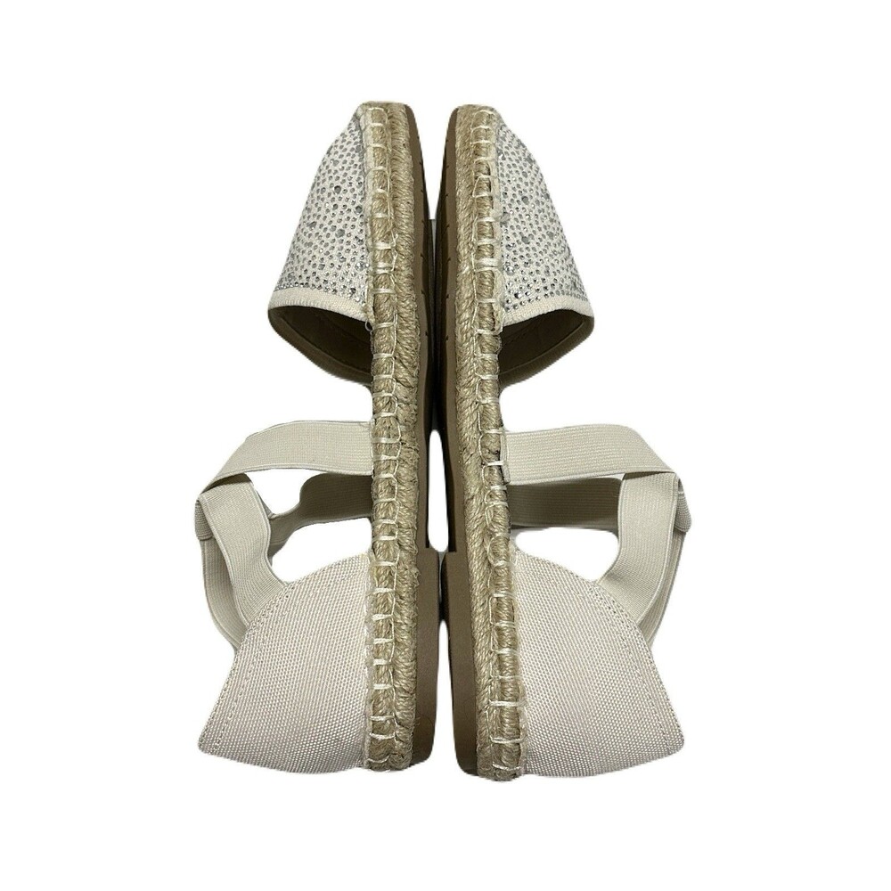 NEW Kenneth Cole Reaction Womens Size 7 Luna Espadrille Flats Rhinestone Beige - Picture 6 of 8